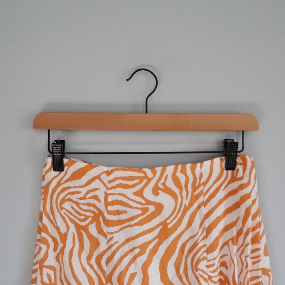 Primark Maxi Pull On Side Slit Orange Zebra Sz 2 Lightweight Semi Sheer Skirt - Picture 3 of 12